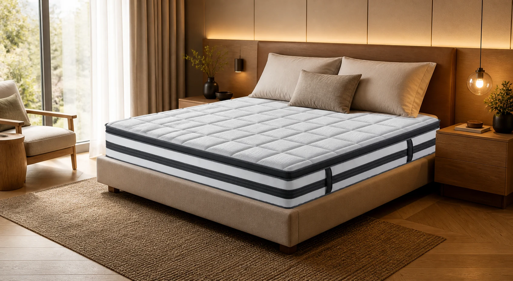 VAVVAA mattress in a contemporary bedroom scene